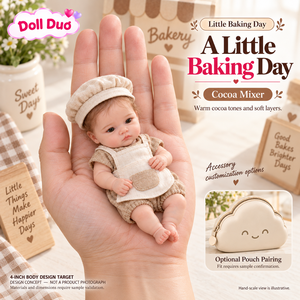 Muñeca Reborn de Silicona Personalizada de 4 Pulgadas, Mini Muñeca Bebé, Estilos de Delantal con Diseño de Avena, Bayas y Cacao, Regalo de Navidad para Niños - Product Image 3