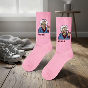 Calcetines de Tenis Transpirables de Color Rosa para Abuela, Diseño Jacquard con Bordado y Logotipo Personalizado, Tejido, Talla Única para Uso Diario en Invierno - Product Image 3