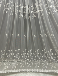 <span class=keywords><strong>Tissu</strong></span> de rideaux en gaze brodée jacquard anti-boulochage de style vintage européen de luxe pour la décoration de salles de mariage et de banquets - Product Image 4