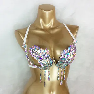 Nouveau soutien-gorge à armatures <span class=keywords><strong>Samba</strong></span> Carnival Rainbow Stone pour la danse du ventre, idéal pour les fêtes EDC, les Raves, les défilés d'Halloween, le Mardi Gras et les spectacles de Jouvert - Product Image 1