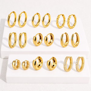 Pendientes de Aro Circulares Dorados para Mujer, Pendientes de Aro Redondos Facetados con Corte de Diamante Pulido, Joyería de Moda, Regalo para Fiesta, Elegantes - Product Image 6
