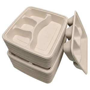 Vajilla Desechable Biodegradable de Almidón de Maíz, Contenedor de Alimentos de 6 Compartimentos, Bandeja Desechable para Alimentos, Bandeja de Sushi de Almidón de Maíz - Product Image 1