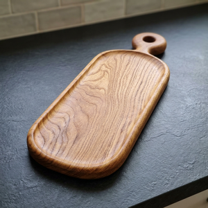 Planche à découper ovale en teck massif avec poignée surélevée - Product Image 3