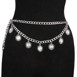 Chaîne de taille pendentif soleil en alliage de zinc pour femme, style hip-hop urbain, chaîne de corps à multiples boucles, bijou de mode pour usage quotidien - Product Image 2
