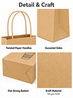 Sacs à café en papier kraft jetables écologiques avec logo personnalisé, poignée en papier torsadé pour tasses simples/doubles à emporter