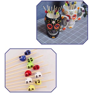 Fornitura per feste bastoncini per antipasti colori assortiti plettri per <span class=keywords><strong>Cocktail</strong></span> in bambù teschio - Product Image 4