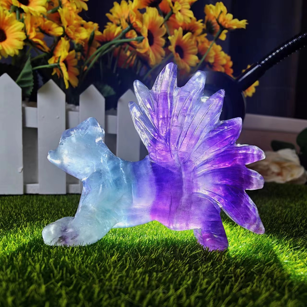 Natural High Quality Crystal Animal Carving Rainbow Fluorite