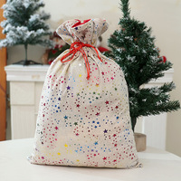 Nouveau sac cadeau de Noël en velours hollandais avec étoiles à cinq branches estampées or, design coloré de style européen et américain