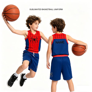 Ensemble maillot et short <span class=keywords><strong>de</strong></span> <span class=keywords><strong>basket</strong></span>-ball <span class=keywords><strong>Spiderman</strong></span> pour enfants, vêtements <span class=keywords><strong>de</strong></span> sport sublimés pour garçons, nom personnalisable, tenue athlétique respirante - Product Image 1