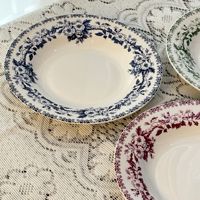 Assiette ronde jetable vintage en céramique et porcelaine de 8 pouces, motif végétal, style rétro français, pour desserts, dîners et soupes