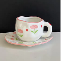 Tasses à café en céramique nuage bleu faites à la main avec soucoupe irrégulière ensemble de tasses à thé après-midi 300ml tasse de Couple cadeau