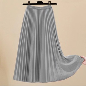 Jupe mi-longue plissée en satin pour femme Kellogg, taille haute, patchwork, respirante, écologique, style mature léger, taille élastique - Product Image 2