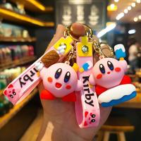 Porte-clés Anime Nouveau Design Créatif 3D Star Kirby Poupée de Dessin Animé en Gel de Silicone Non Toxique Style Mignon Pendentif de Sac