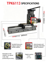 Machine à percer horizontale à affichage numérique TPX6113 pour le fraisage, le perçage et le taraudage de pièces lourdes de type boîte (certifiée CE)