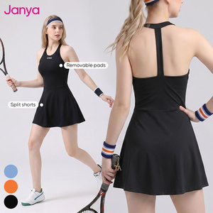 Robe de tennis Janya T Back anti-exposition, respirante, séchage rapide, extensible dans quatre directions, pour sports d'été, golf, pickleball, tenue de sport dos nu - Product Image 1