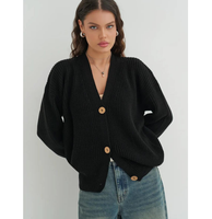 Cardigan en tricot épais pour femme, col en V, couleur blanche, en laine et viscose, style décontracté, pour usage quotidien, modèle jeune femme, en promotion