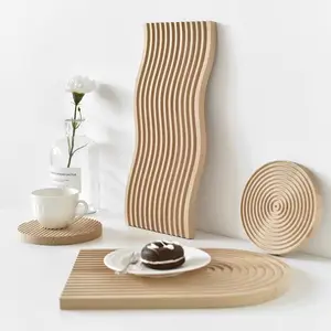 Nordic afternoon tea plate dinner plate beech water ripple domestic tray wooden sweet vanity tray home decoration