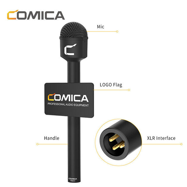 COMICA HRM-C Interview Microphone Dynamic Omni Directional Microphone with 3 Pin XLR Connector Reporter Microphone