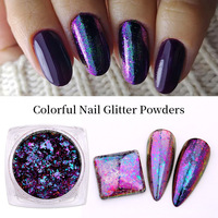 Poudre acrylique mica pour Nail Art, chrome, glace transparente, aurore irisée, aurore brillante, caméléon, poudre scintillante colorée
