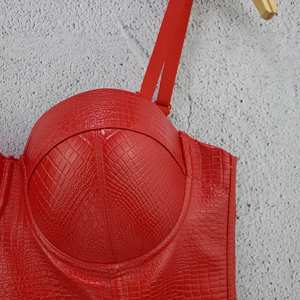 Vendita calda PU stampa coccodrillo top femminile senso di plaid sottile <span class=keywords><strong>canottiera</strong></span> petto pad halter reggiseno sottoseno donne corsetto <span class=keywords><strong>senza</strong></span> <span class=keywords><strong>spalline</strong></span> - Product Image 5