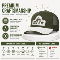 Gorras Trucker Personalizadas con Logotipo, Gorra de 5 Paneles con Malla Trasera y Parche Aplicado para Hombres y Mujeres, para Actividades al Aire Libre, Camping, Trabajo, Estilo Vintage, Negro y Verde