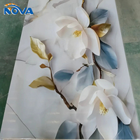 Panneau mural en PVC à grain de marbre avec revêtement UV 3D, revêtement mural intérieur pour projets hôteliers, imperméable, ignifuge, facile à nettoyer
