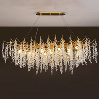 Lustre suspendu décoratif en cristal ovale en forme de branche d'arbre, design créatif en aluminium LED pour hôtel, hall d'entrée, restaurant