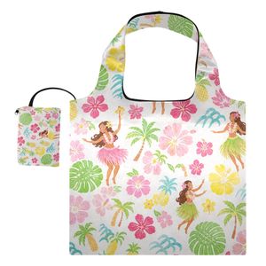 Sac fourre-tout pliable à imprimé Hawaïenne Hula Girl avec pochette zippée, sac à main portable personnalisé avec logo pour femme, vente en gros - Product Image 1