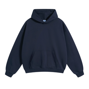 Sweat à capuche oversize pour homme en coton molletonné 430G, broderie de logo personnalisée, style streetwear décontracté - Product Image 4