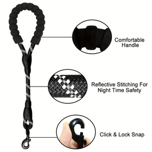 Reflective Braided <b>Rope</b> Soft Foam Handle Anti Pull Training Traffic <b>Lead</b> Heavy Duty Dog Walking Leash - Product Image 5