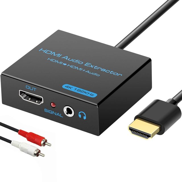 HDMI Audio Extractor 4K 30Hz HDMI to HDMI with 3.5mm AUX RCA Stereo Audio Splitter Converter