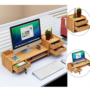 Supporto Regolabile <span class=keywords><strong>in</strong></span> <span class=keywords><strong>Legno</strong></span> per Monitor con 3 Cassetti, Rialzo per Monitor <span class=keywords><strong>in</strong></span> Bambù per Computer, Laptop, Stampante, Organizzatore <span class=keywords><strong>da</strong></span> <span class=keywords><strong>Scrivania</strong></span> - Product Image 3