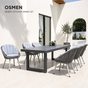 OSMEN <span class=keywords><strong>Heiber</strong></span> 7-teiliges Outdoor-Essgruppen-Set Aluminium-Tisch und 6 Seil-Stühle Moderne Terrassen- und Gartenmöbel - Product Image 1