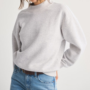 Sweat-shirt décontracté pour femme, couleur unie, col montant, respirant, brodé, style vintage - Product Image 1