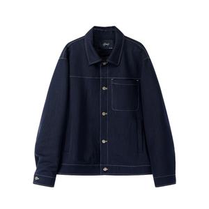Veste courte décontractée personnalisée pour homme, bleu vintage délavé, 100% coton, coutures contrastées de haute qualité, veste en jean pour homme - Product Image 5