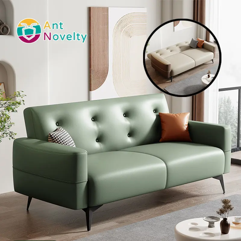 AntNovelty - Sofá multifuncional infantil com moldura de madeira, moderno, dobrável, conjunto de sofá-cama para sala de estar