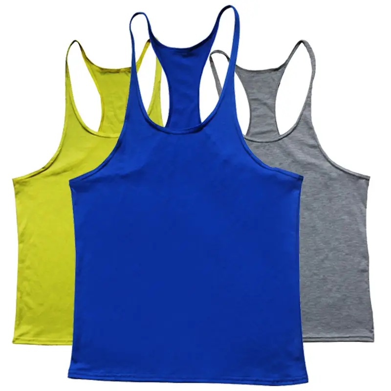 Summer undershirt breathable gold bodybuilders plain men workout gym vest shirt stringer fitness tank top