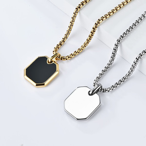 This minimalist, unisex geometric square <b>titanium</b> steel necklace is a trendy street style piece that won't fade and is a versati - Product Image 4
