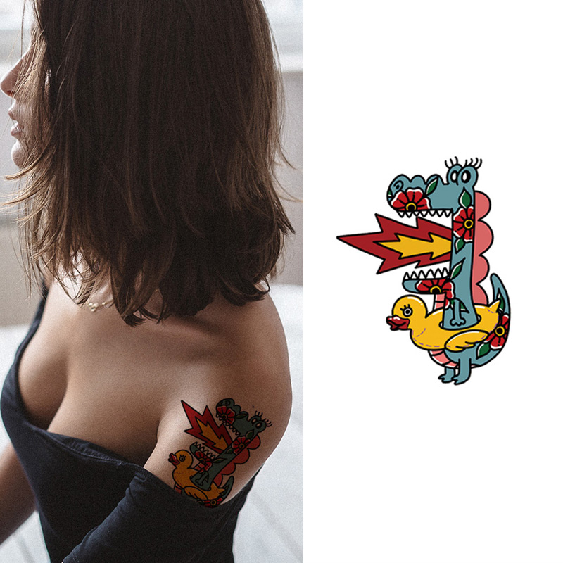Fire-breathing Dragon waterproof herbal tattoo sticker for man women Water Transfer Temporary Full Hand Tattoo Stickers