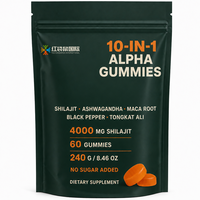 Gummies Alpha à Marque Blanche 10-en-1, Gummies au Shilajit, Gummies à l'Ashwagandha, Fabricant de Suppléments OEM ODM, Vente en Gros Personnalisée