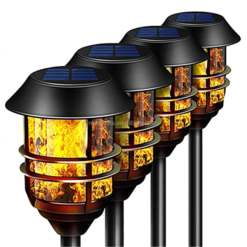 Amazon Hot Selling High Quality 72 LED Aluminium Waterproof Solar Flame Flickering Garden Torch light