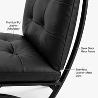 Fauteuil de salon moderne minimaliste en cuir PU avec cadre métallique et dossier élastique, fauteuil d'appoint individuel pour salon