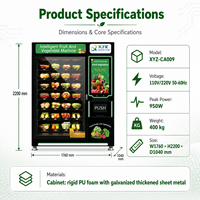 Mesin Penjual Otomatis Makanan Segar Pintar, Sayuran, Buah, Salad, Daging, Dilengkapi Pendingin, Layar Sentuh 32 Inci, 110V/220V