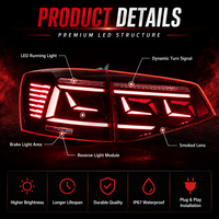 Feux arrière à LED rouges BK pour Jetta 6 2009-2012 – Nouveaux, haute performance, DRL, clignotants séquentiels, Plug & Play