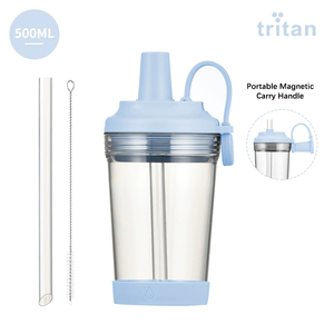 Nueva Botella de Agua BOBA de Tritán de 500ml con Pajita y Agujero Grande para Té de Burbujas, Asa Magnética Portátil - Product Image 6