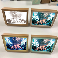 Lámpara Nocturna de Madera con Marco para Fotos, Luz Nocturna USB 3D, Diseño Personalizado, Cuadro con Retroiluminación LED, Marco para Fotos de Anime
