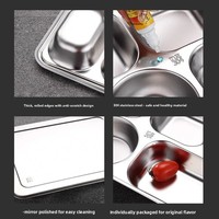 Assiette compartimentée en acier inoxydable épais multi-styles pour la vente en gros |   Plateau alimentaire multi-compartiments |   Catering pour restaurant scolaire et buffet