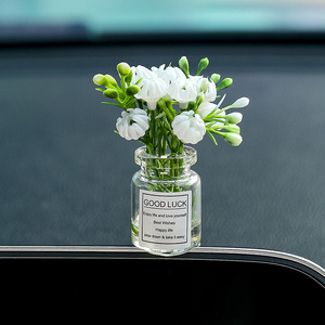 Car Glass Flower <b>Vase</b> Decor Cherry Blossom Pink <b>Small</b> Dashboard Ornament Easy Installation Car Accessories - Product Image 4