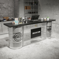 Meubles de bar, comptoir de réception en forme de fût d'huile, service sur mesure, ensemble de bar moderne en métal, bar à domicile, hôtel