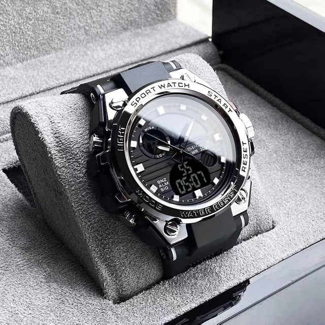 Men's Sports Watch Trend Waterproof Alloy case Digital Electronic Watch